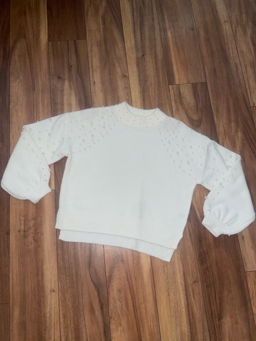 Sincerely Jules Ivory Pearl-Embellished Crewneck Sweater